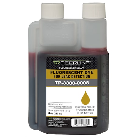 Tracer Products 8 oz. Bottle Synthetic or Petroleum-Based Fluid Dye - Glows YELLOW TP-3380-0008